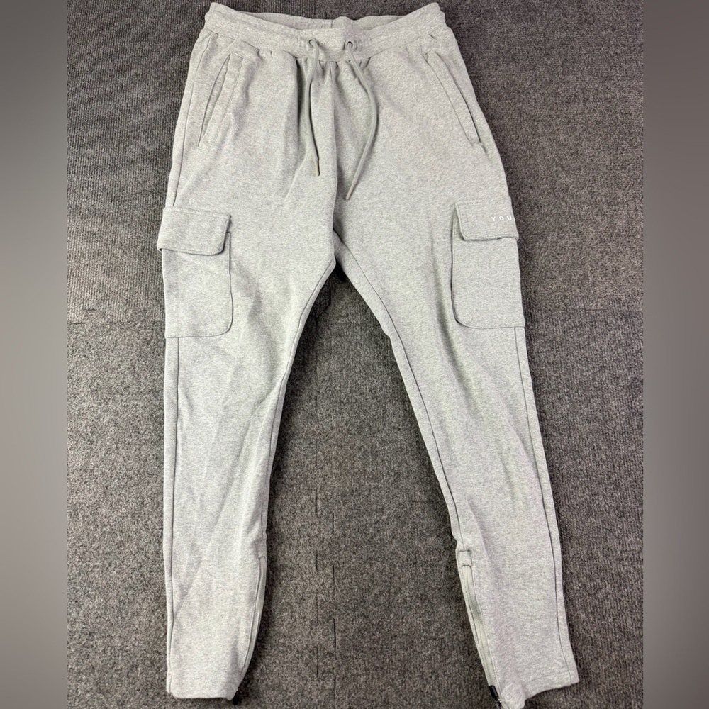 Young LA Mens Cotton Blend Elastic Waist Drawstring Sweatpants Size M Gray